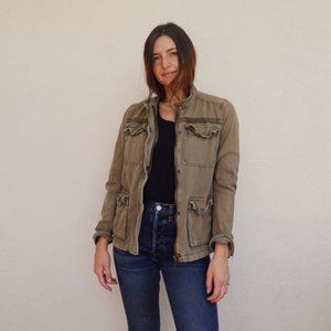 Free People Olive Rumpled Army Jacket Medium